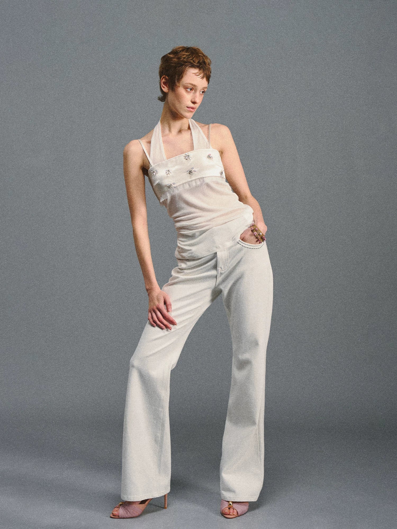AGAM Contrast Waist Straight Pull Casual Pants