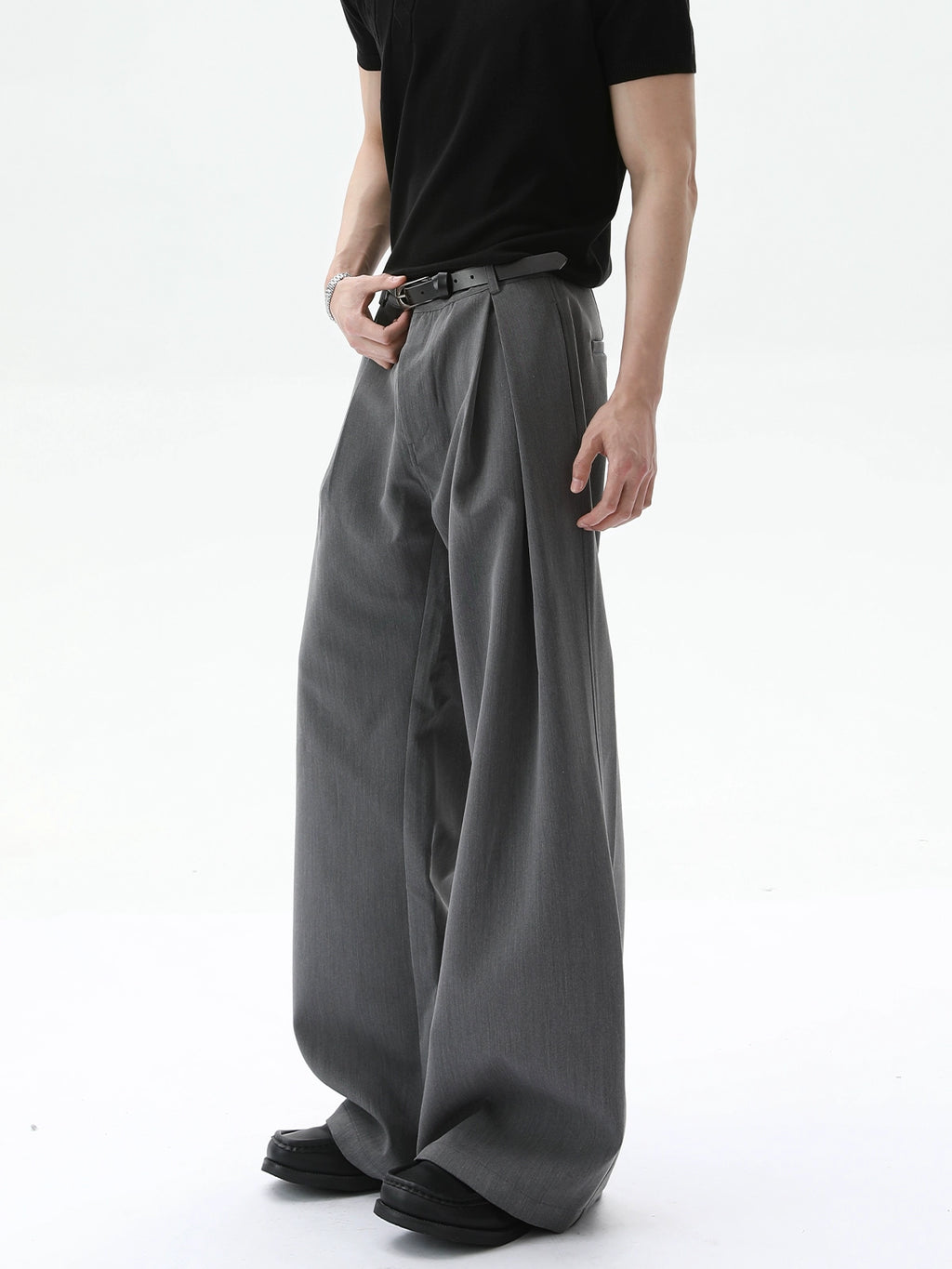 TURNTIDE Three-dimensional A-shaped Double-pleated Scimitar Trousers
