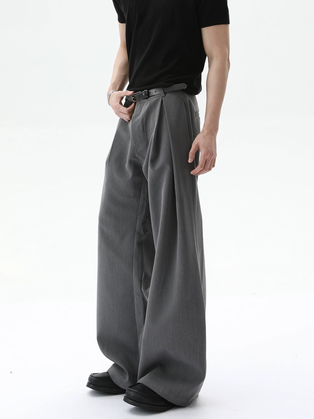 TURNTIDE Three-dimensional A-shaped Double-pleated Scimitar Trousers