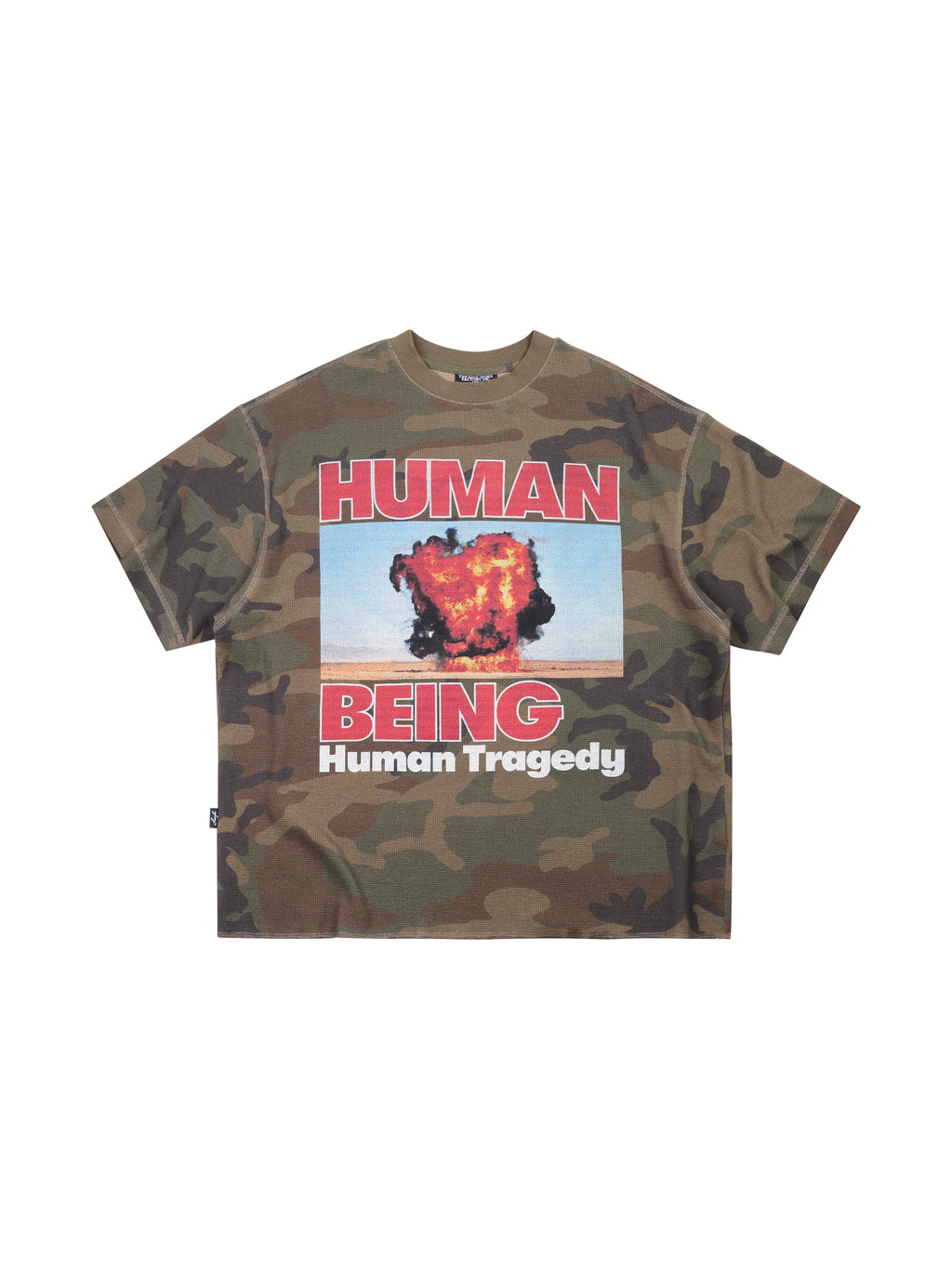 SWFI Vintage Small Collar Boxy Cropped Waffle American-Style Tee