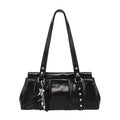 VFVF Black Faux Leather Zip-Top Underarm Bag