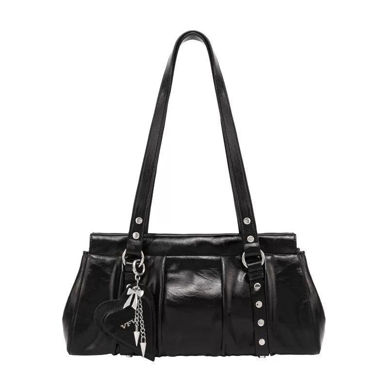VFVF Red Faux Leather Zip-Top Crossbody Bag