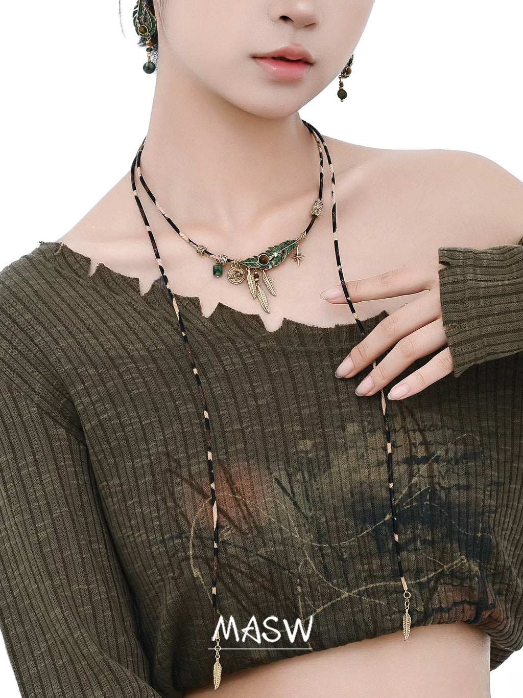 MASW Braided Rope Pendant Necklace