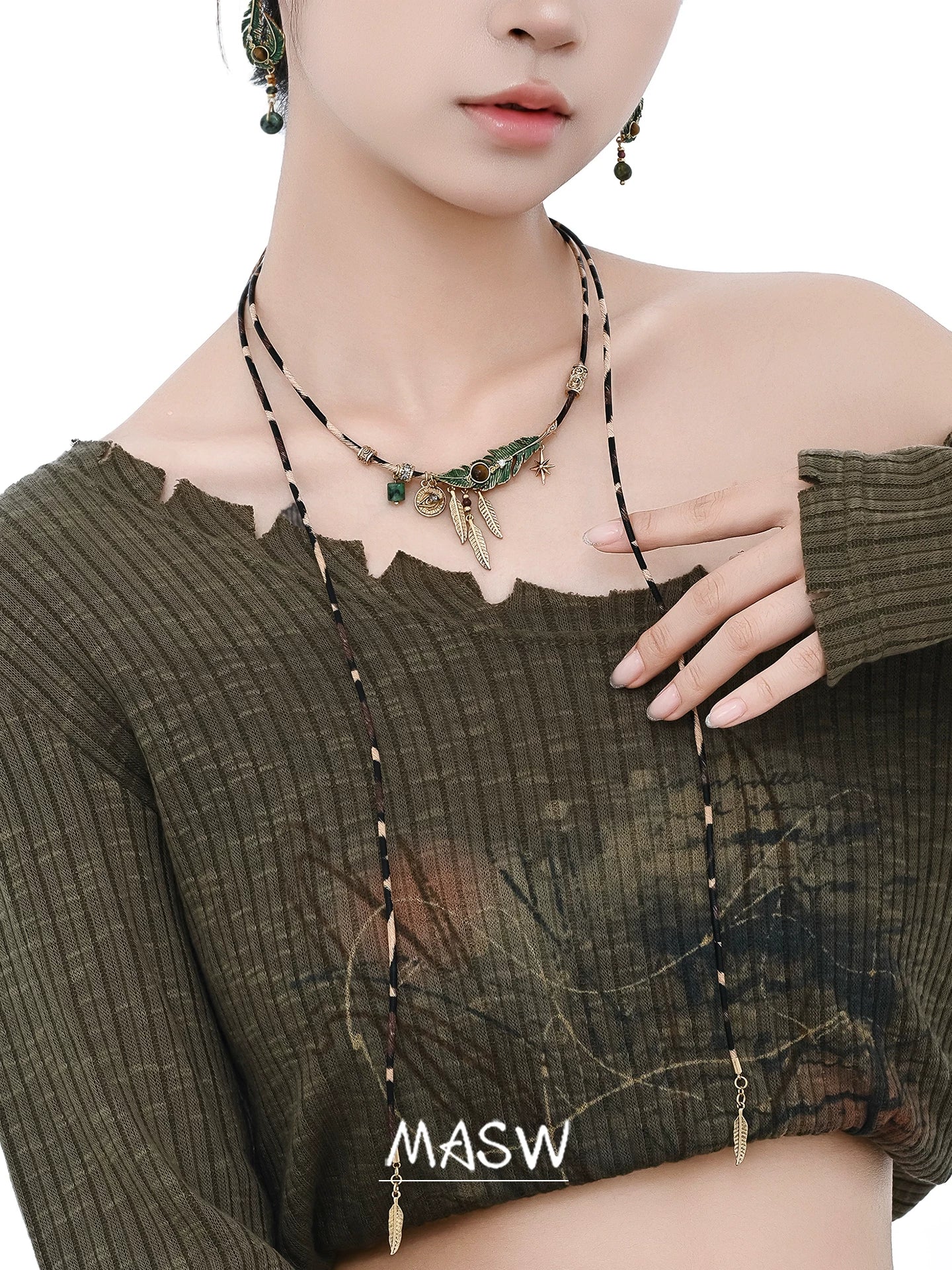MASW Braided Rope Pendant Necklace
