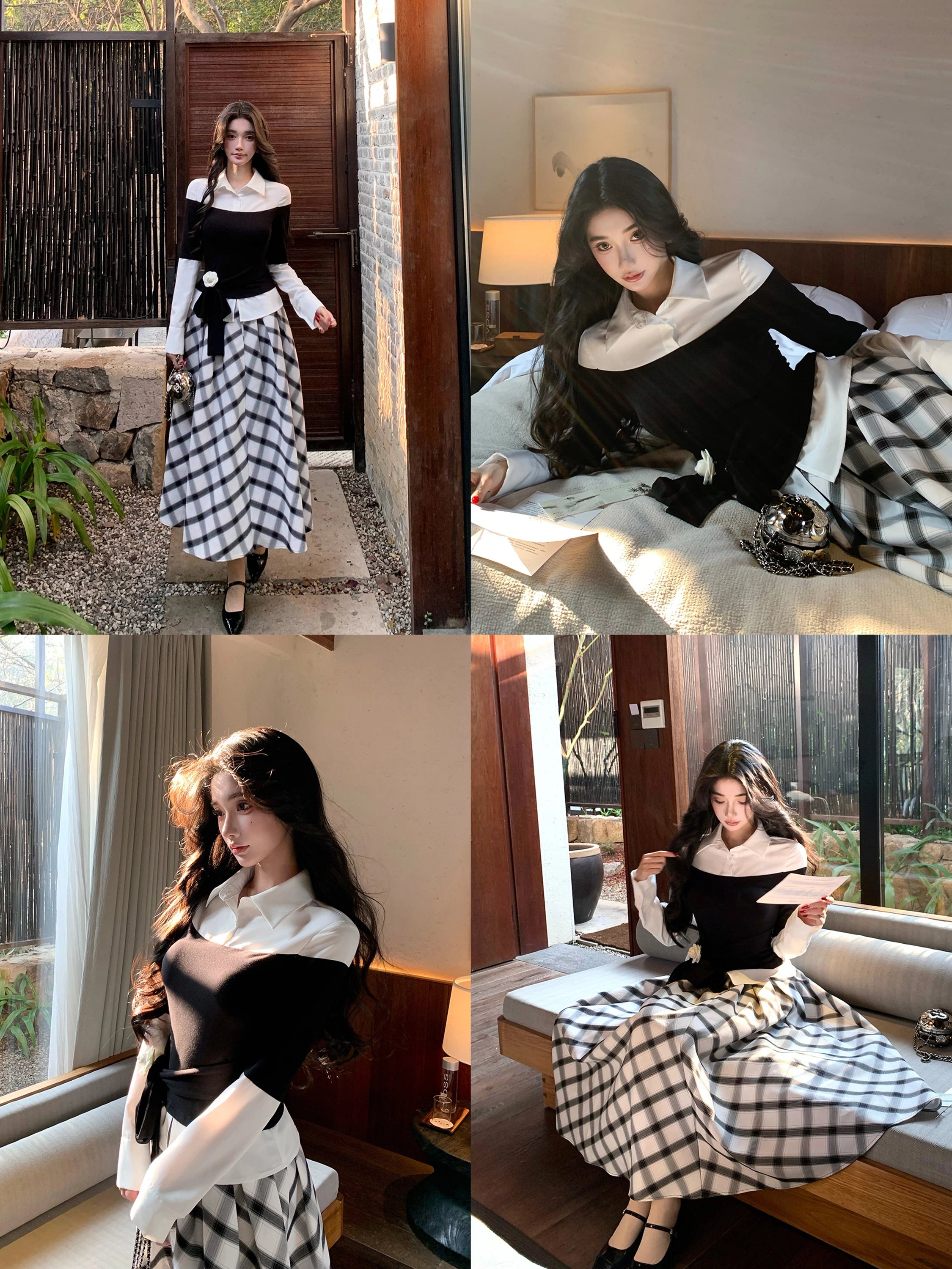 Barb Chill Vintage Short Fake Two-Piece Knitted Shirt