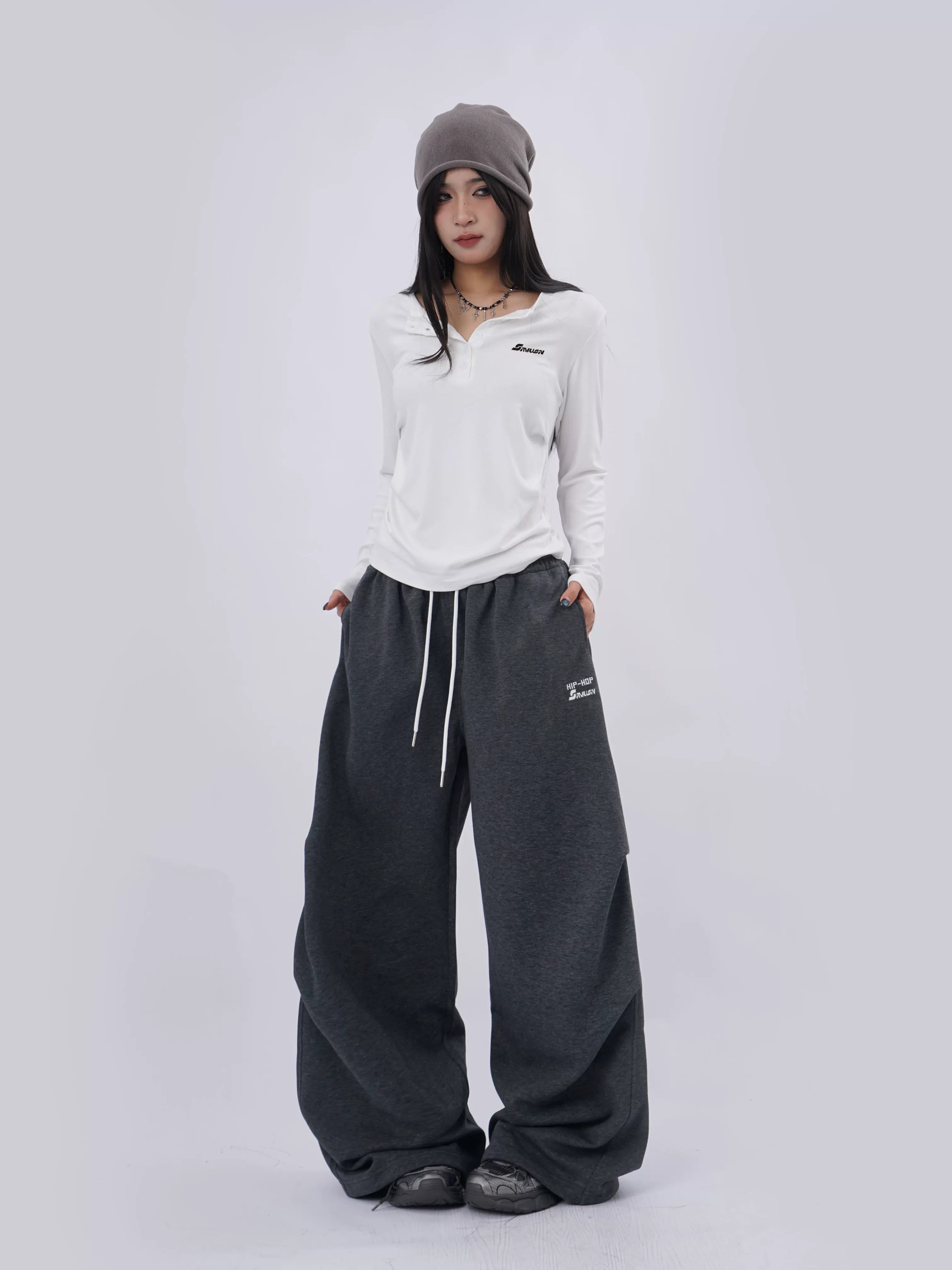SAMUSAN Side Seam Pleated Skinny Long Sleeve