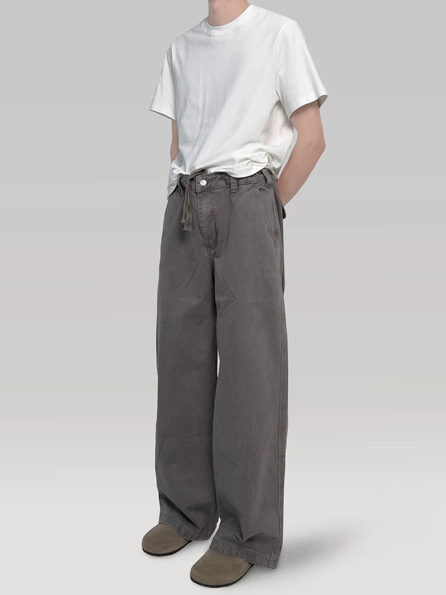 PLUS NO LOGO Washed Distressed Loose Straight-Leg Trousers