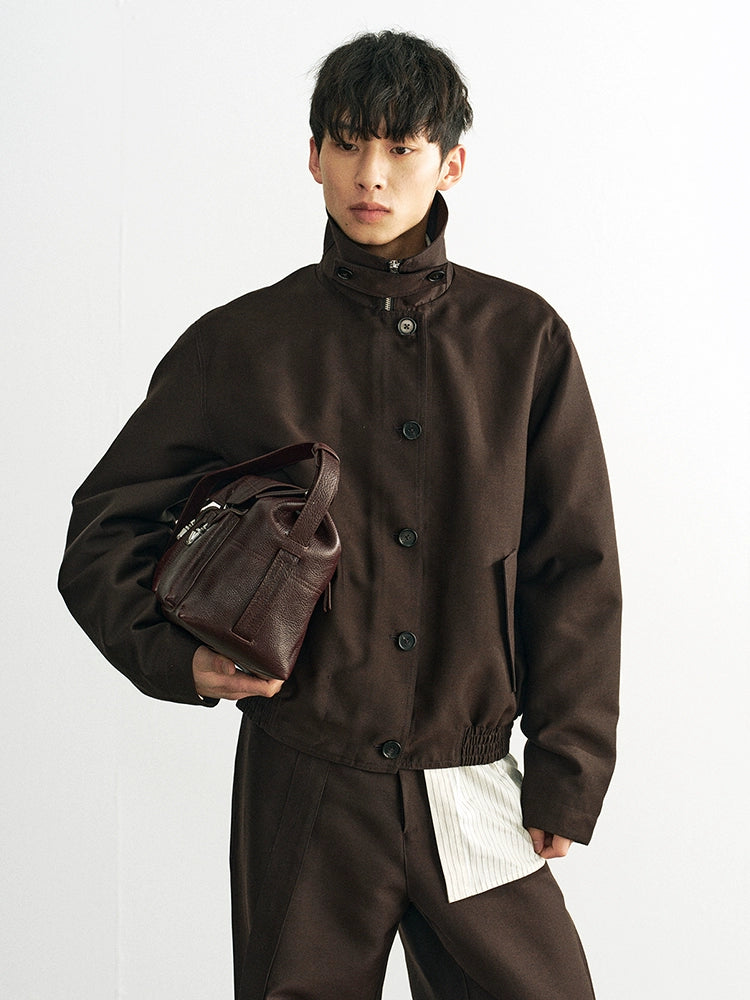 Azure Lisseur Premium Simple Turtleneck Button-Feeling Jacket