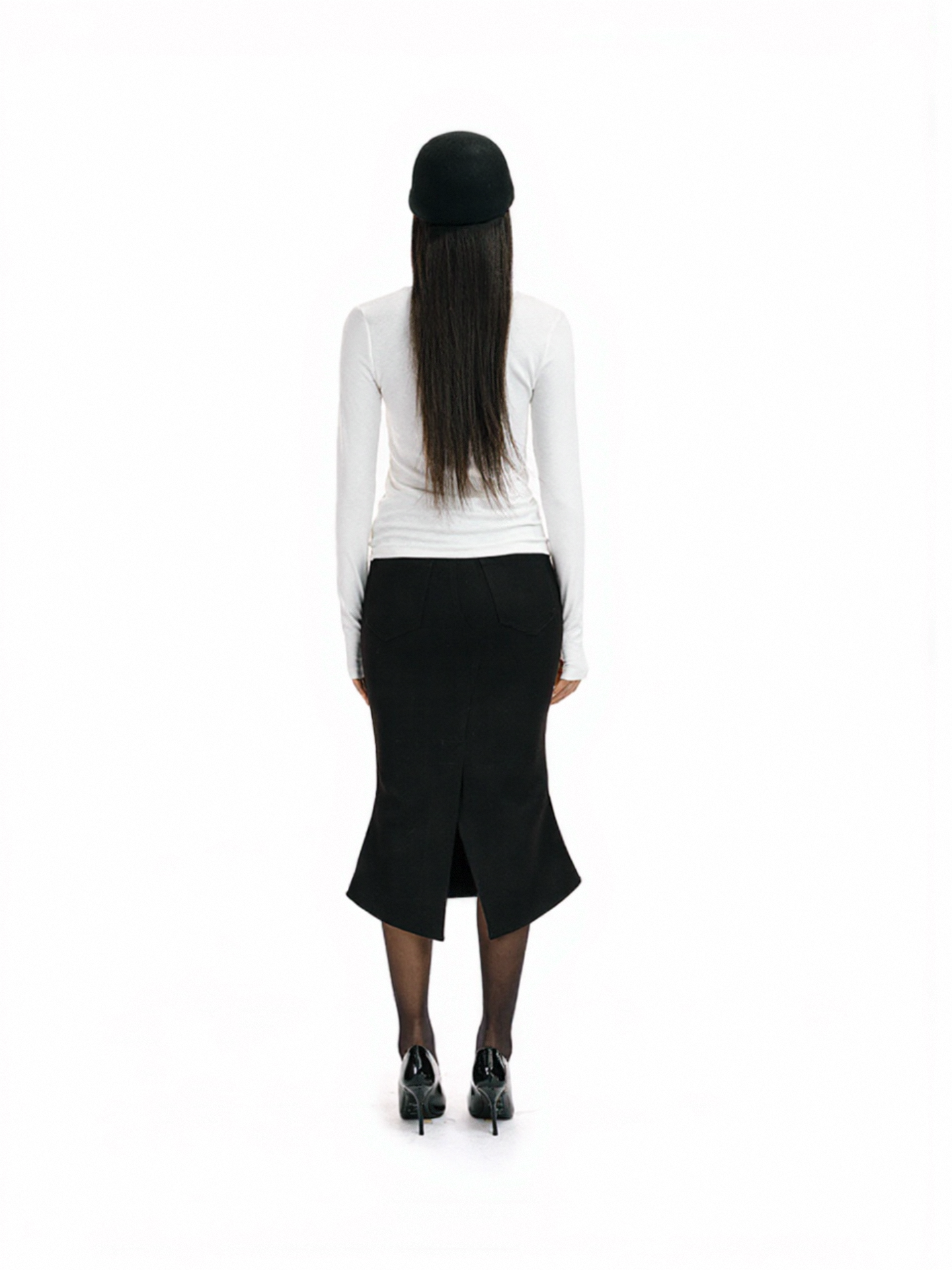 Two Little Guys Retro Woolen Slit Fishtail Skirt