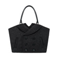 COSTUSTOOT Black Wool Blend Shoulder Bag - Hook Closure