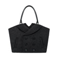 COSTUSTOOT Wool Coat Leather-Strap Shoulder Bag