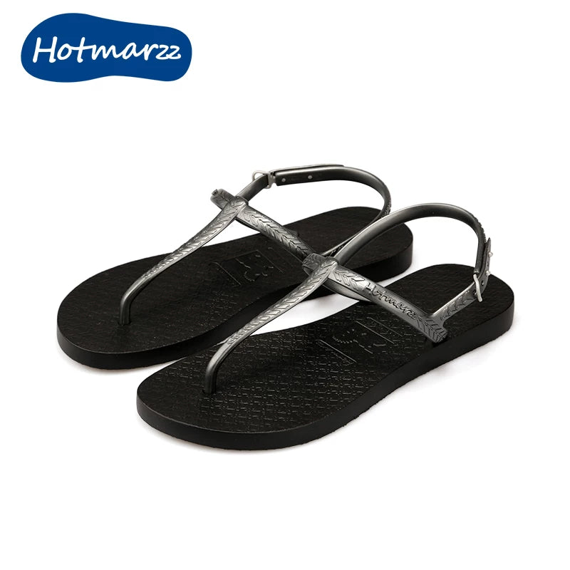 HOTMARZZ PVC Thong Strap Flat Sandal