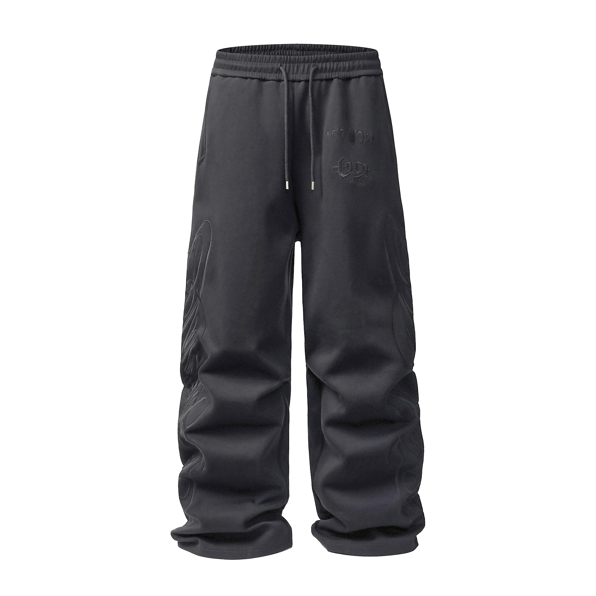 KARMANISTIC Embroidered Loose-fitting Wide-leg Sweatpants Set
