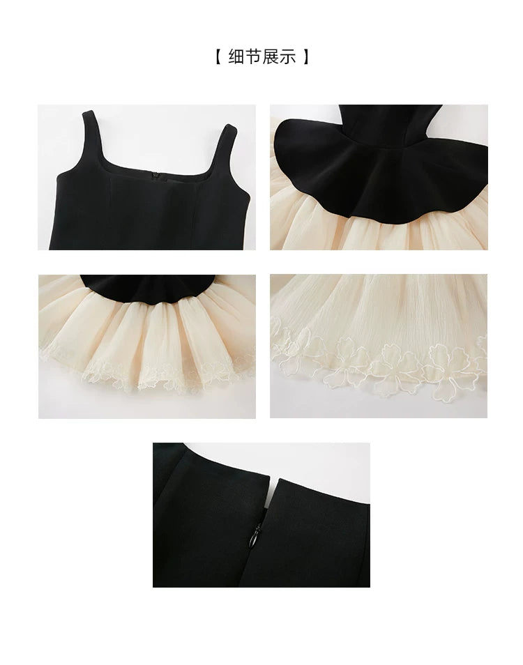 Avenement Lace Embroidered Square Neck Dress