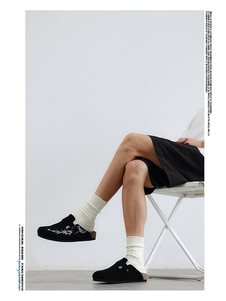 Mr.Fang flame Sanhuo Suede Flames Clogs