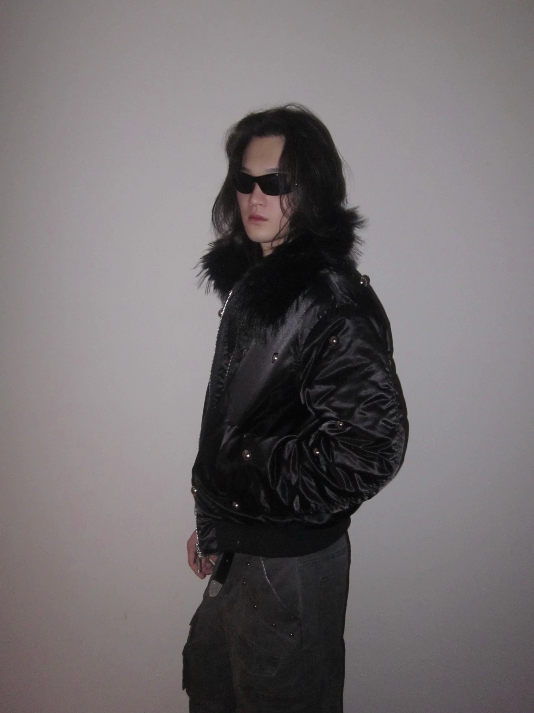 URRRGE Rivet Design Fur Collar Padded Jacket