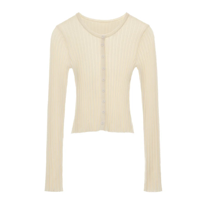 MAMC Lace Trim Cropped Knit Cardigan