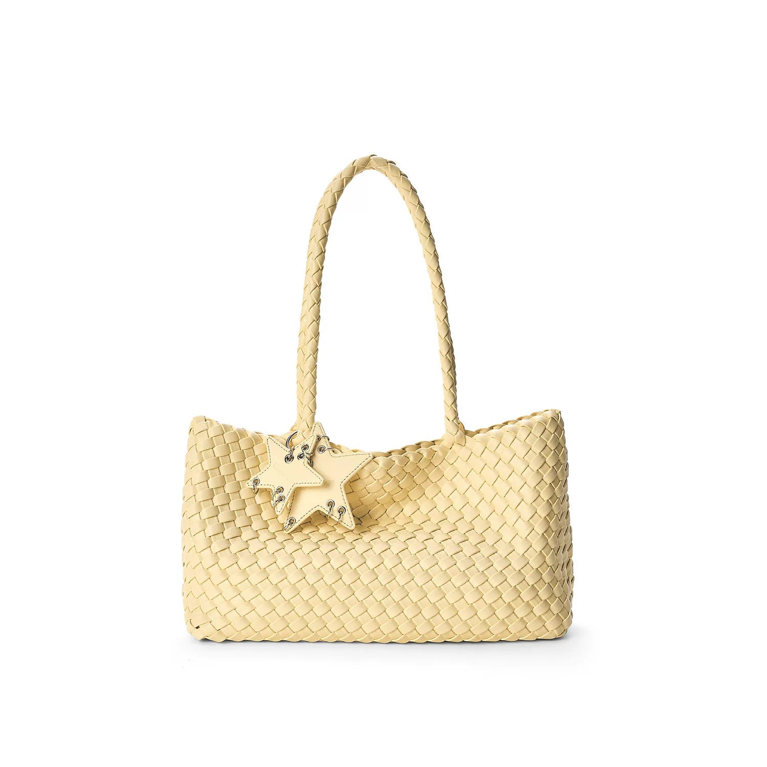 ECODAY Champagne Woven PU Leather Shoulder Bag