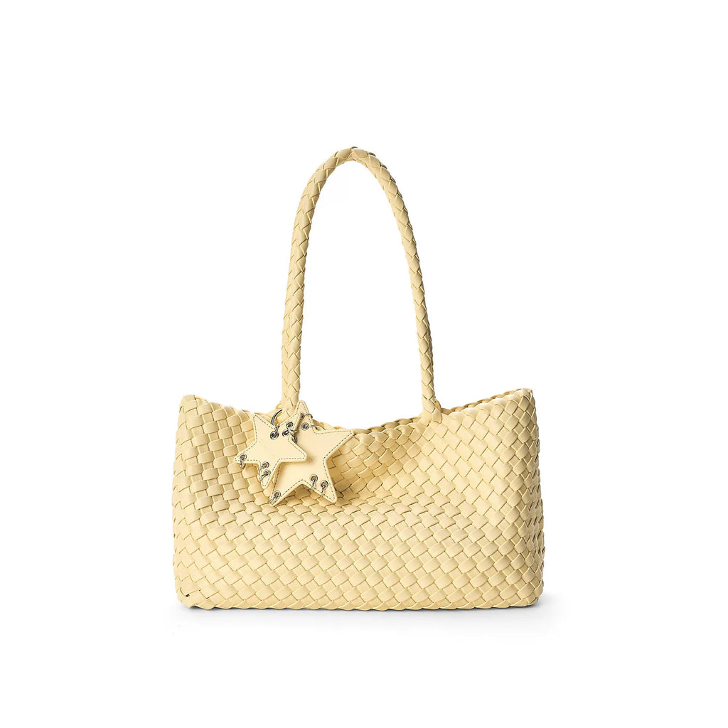 ECODAY Champagne Woven PU Leather Shoulder Bag