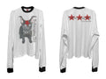 DETW 24AW Original [Civet Slogan] Black and white contrasting color splicing 260g * long sleeve tee