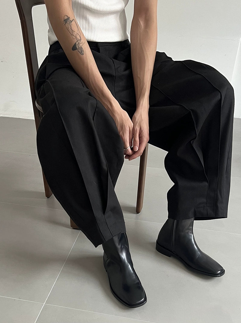 COLN crisp & loose cotton pleated pants
