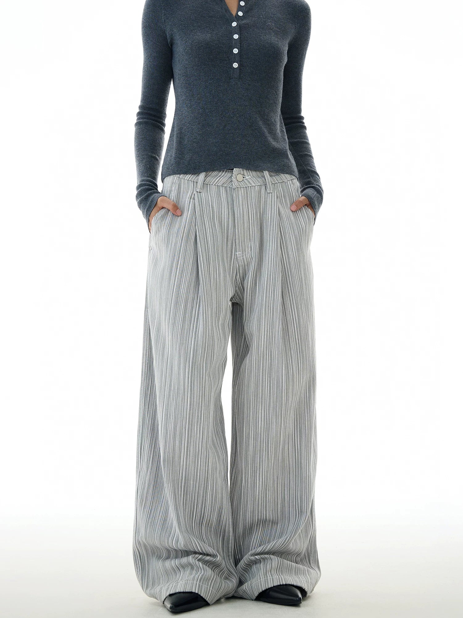 TRUQUEST Vintage Premium Striped Casual Straight Pants