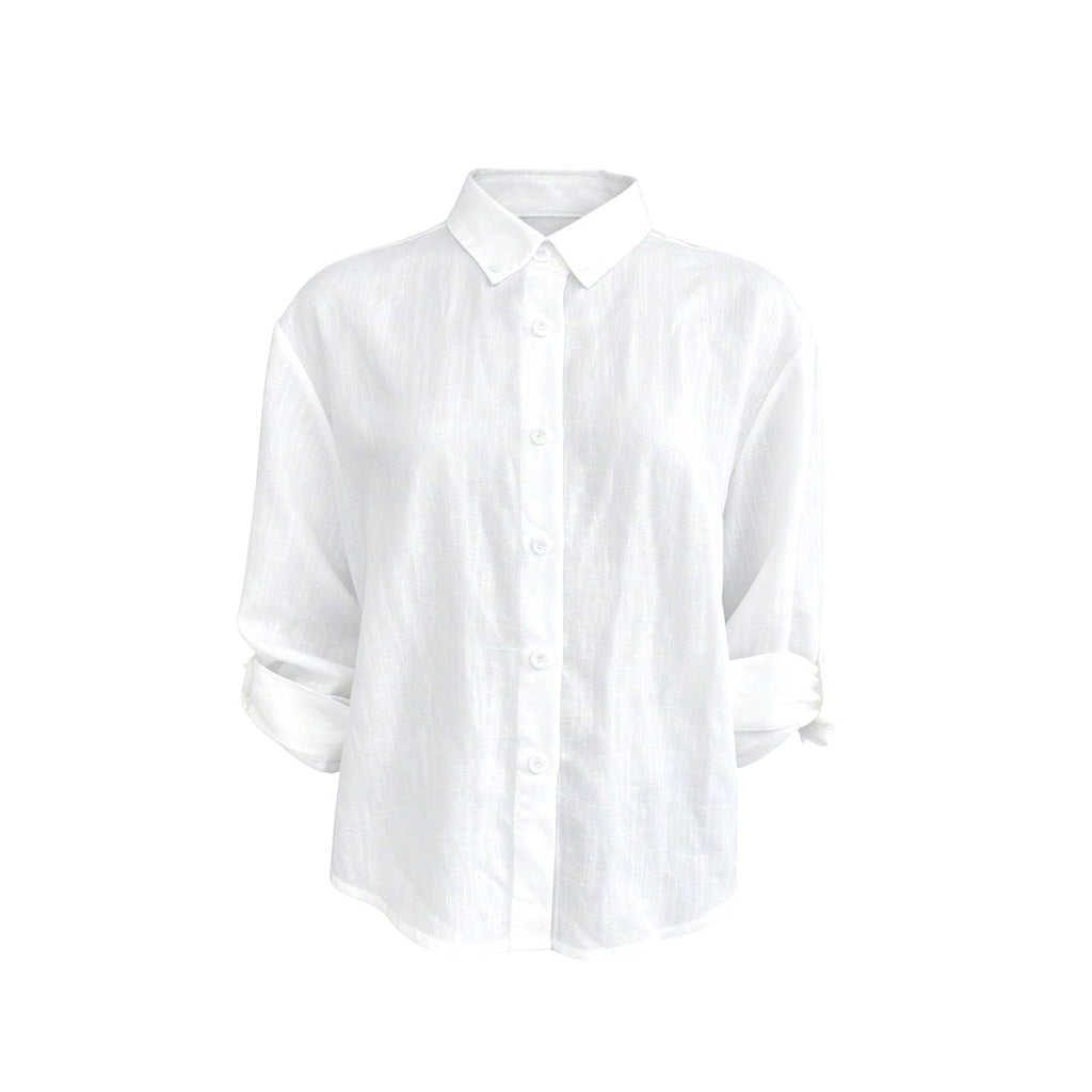 JCAESAR WOMEN Tencel Linen Breathable Relaxed Long-Sleeve Shirt