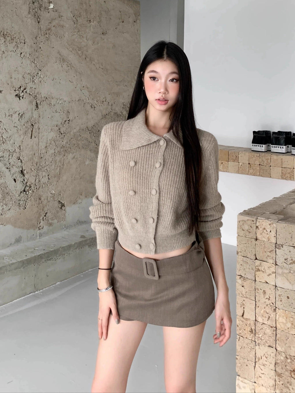 WITHMIN Skinny Casual Versatile Short Cardigan