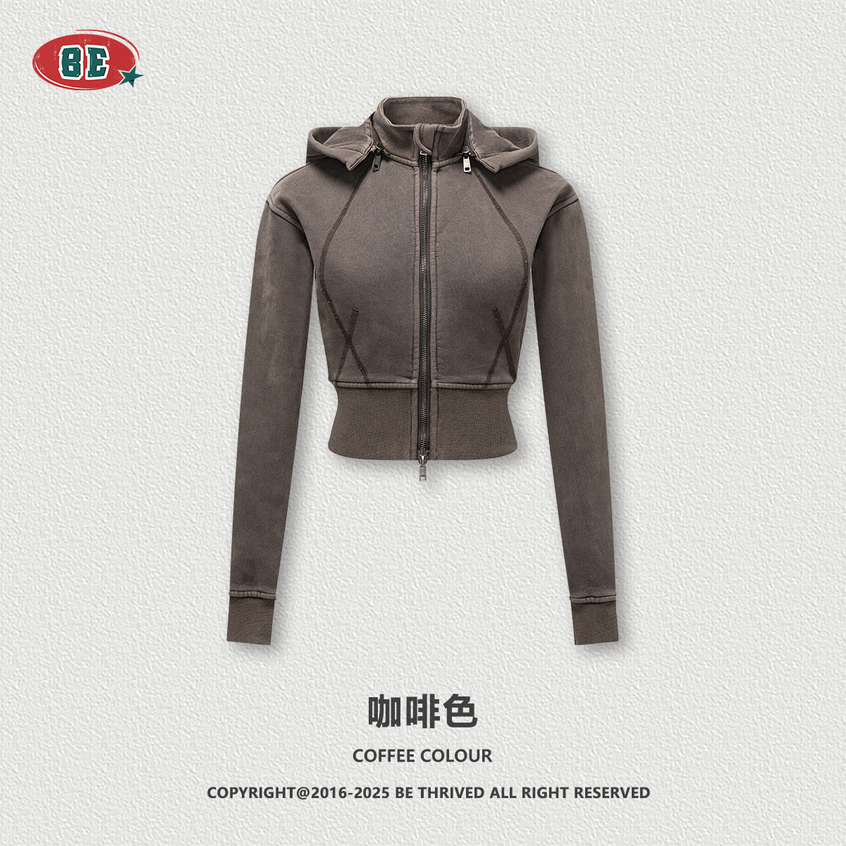 BE Retro Short Waist Zipper Jacket