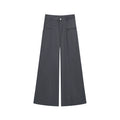 COSTUSTOOT Grey Pleated High-Waist Wide-Leg Trousers
