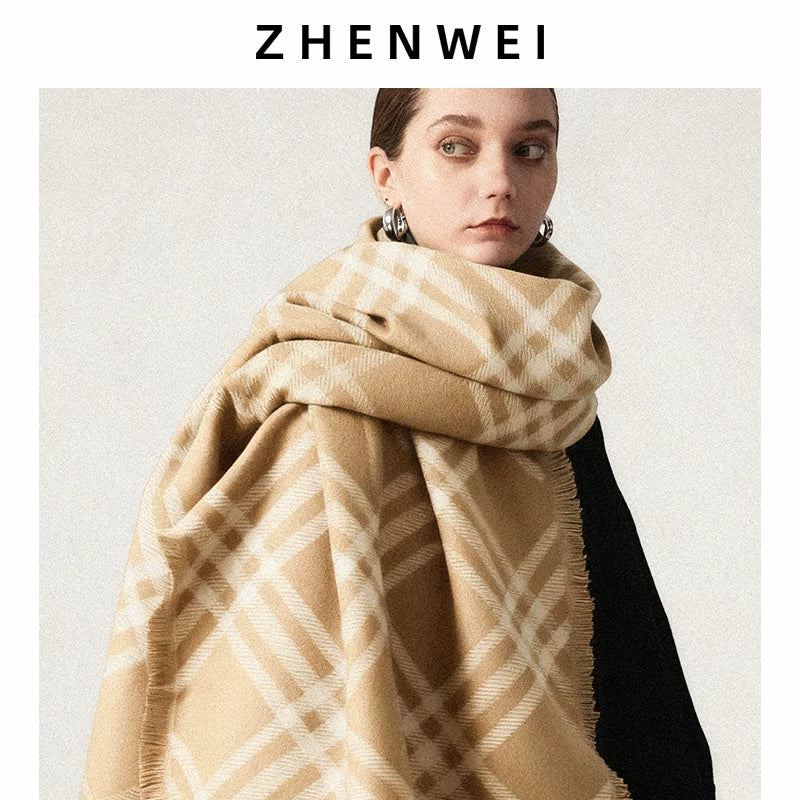 ZHENWEI Lengthened and Widened Shawl Plaid Striped Scarf