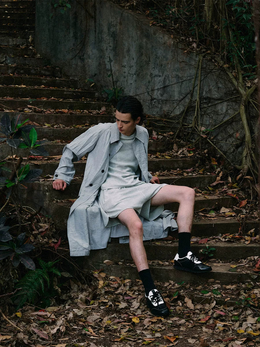 Kami anger Leather Lace-Up Low-Top Sneaker
