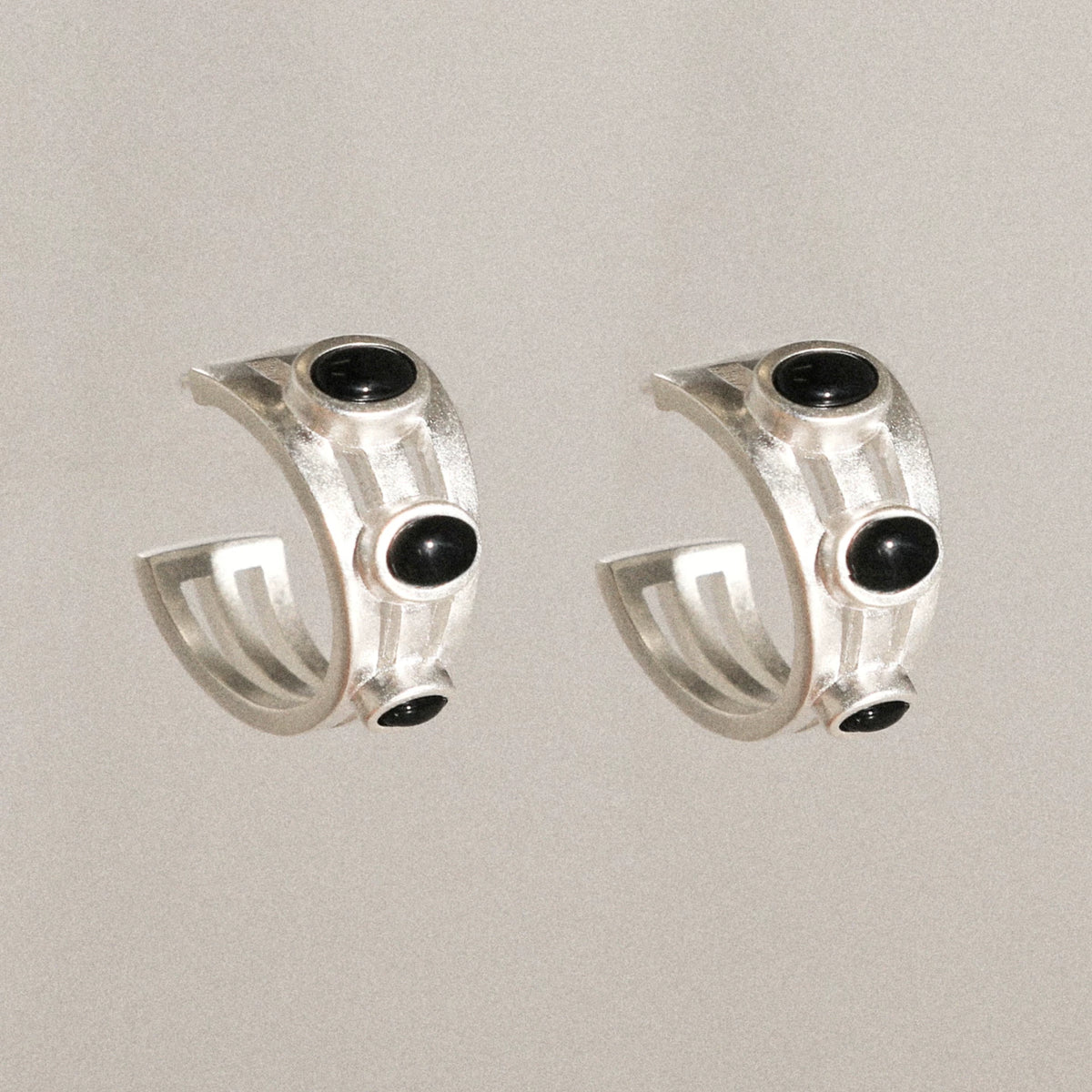 MEZZEM Black Onyx Round Stud Earrings