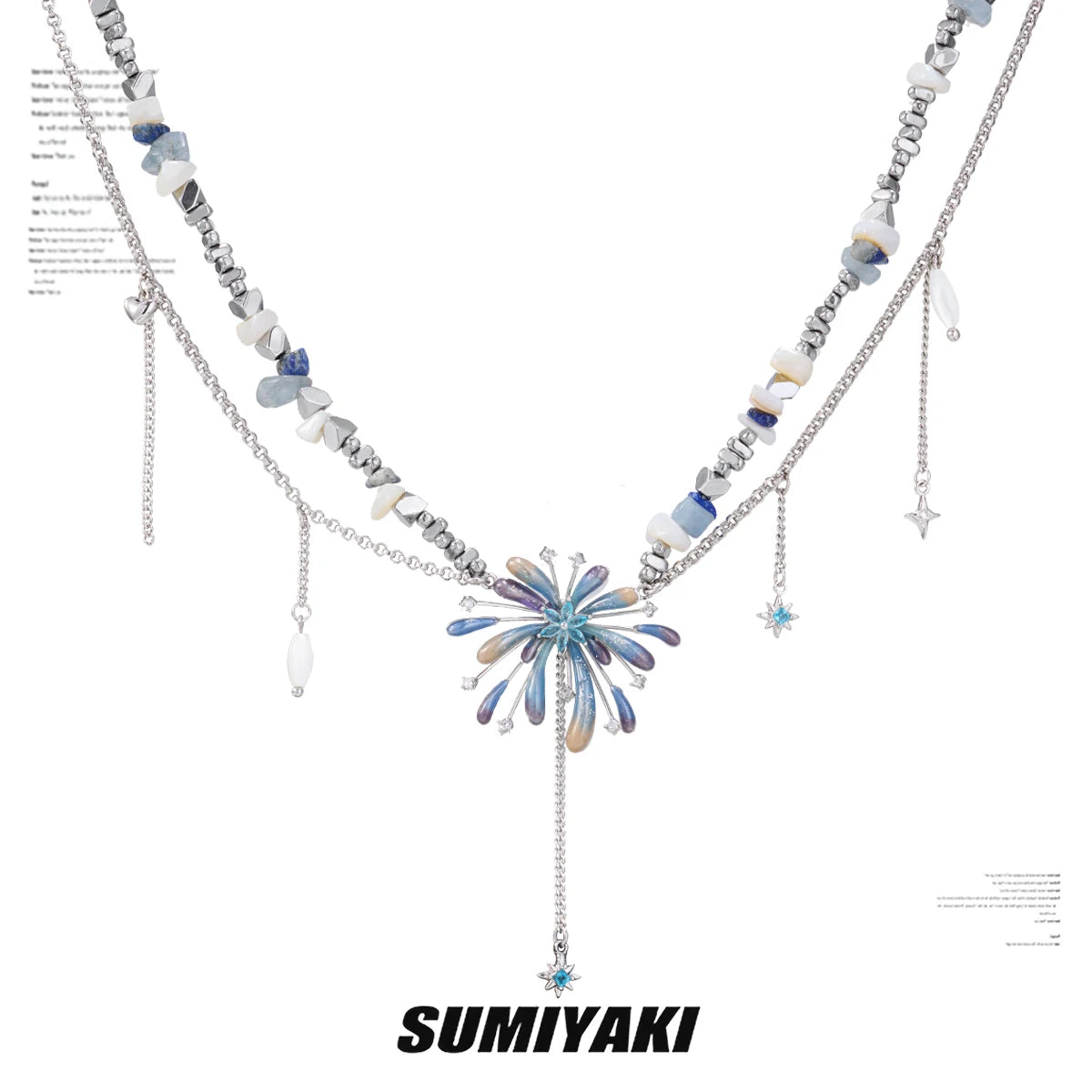 SUMIYAKI Gradient Beaded Tassel Necklace