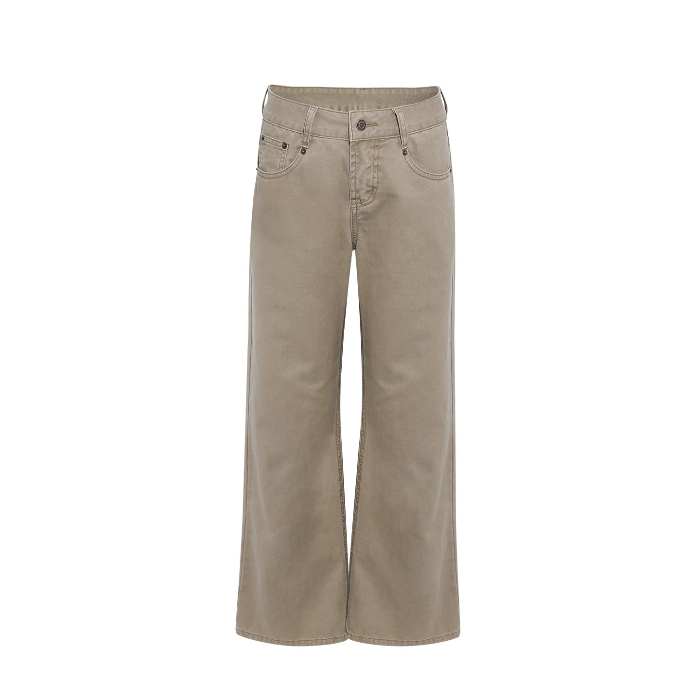 Wildberry Khaki High-Waist Straight-Leg Jeans