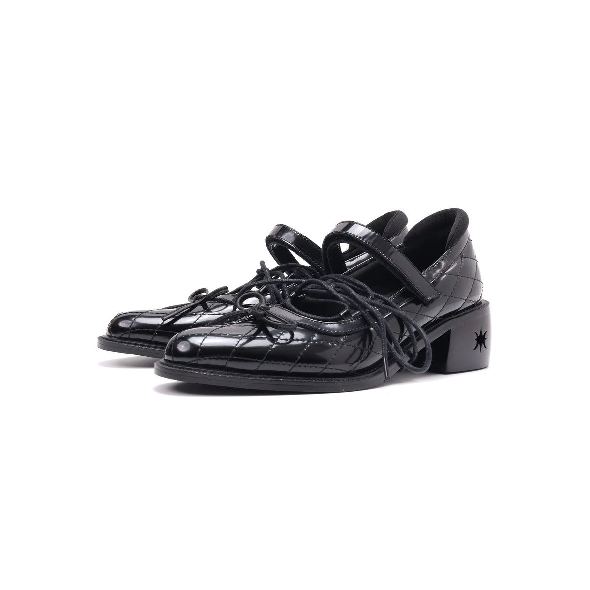 ASTHER Leather Pointed-Toe Chunky Heel Mary Jane
