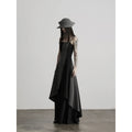 INDULGE Asymmetric Layered Color-Block Fit-and-Flare Slip Maxi Dress