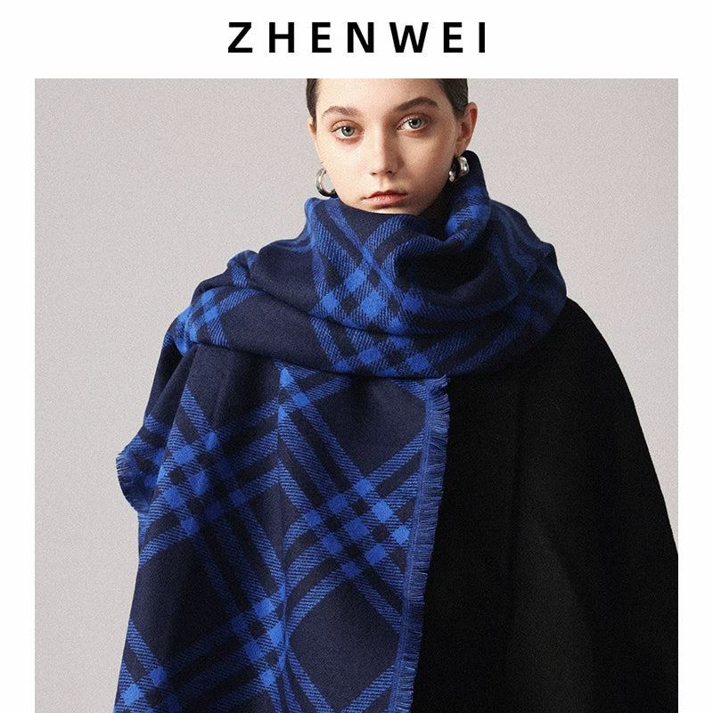 ZHENWEI Lengthened and Widened Shawl Plaid Striped Scarf