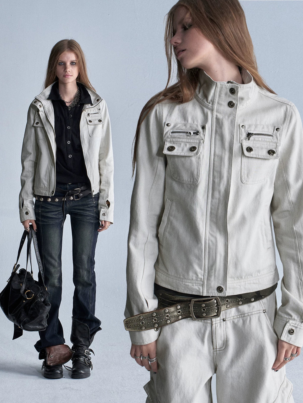wear And tear Tencel Cotton Multi-Pocket Slim Fit Zip-Up Jacket