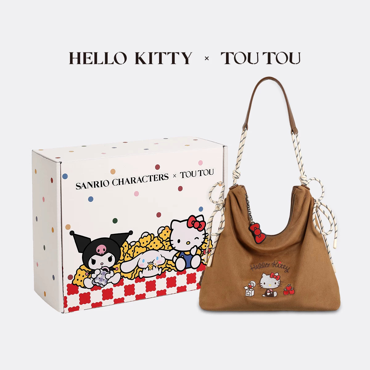 TOUTOU Cream White Canvas Zip-Top Crossbody Bag