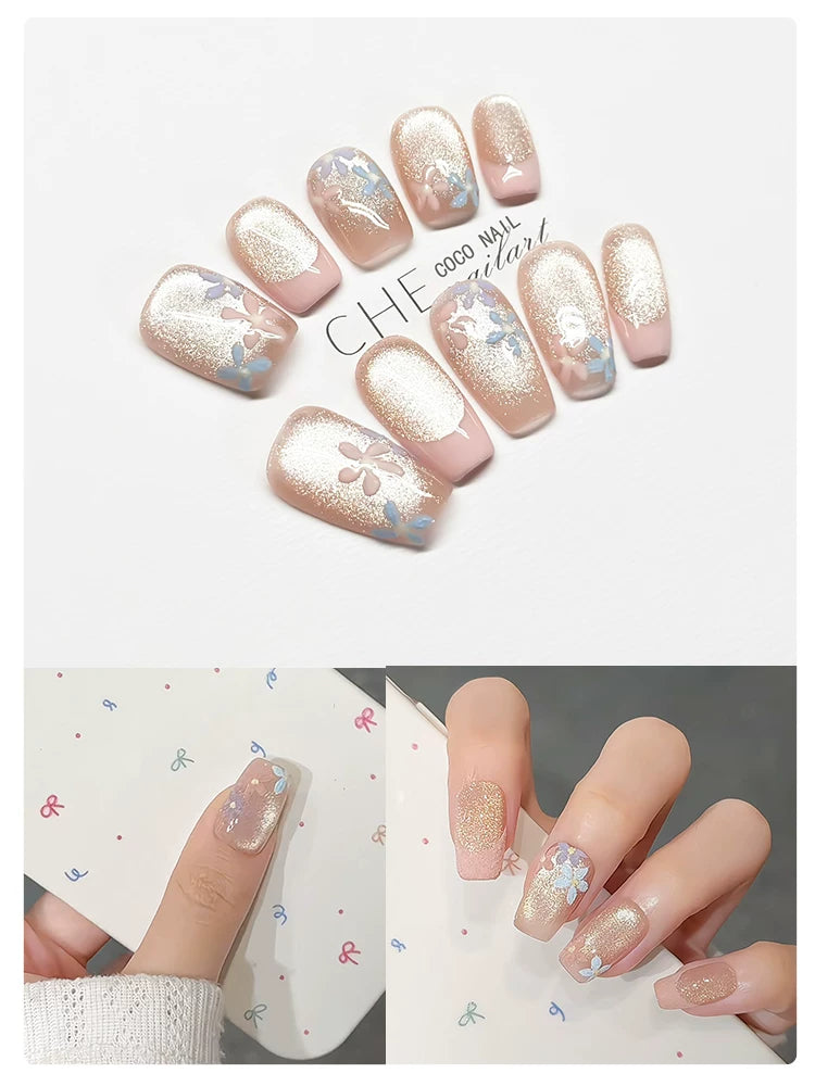 CoCo Small Flower Cat Eye Handmade Manicure Wear Nail