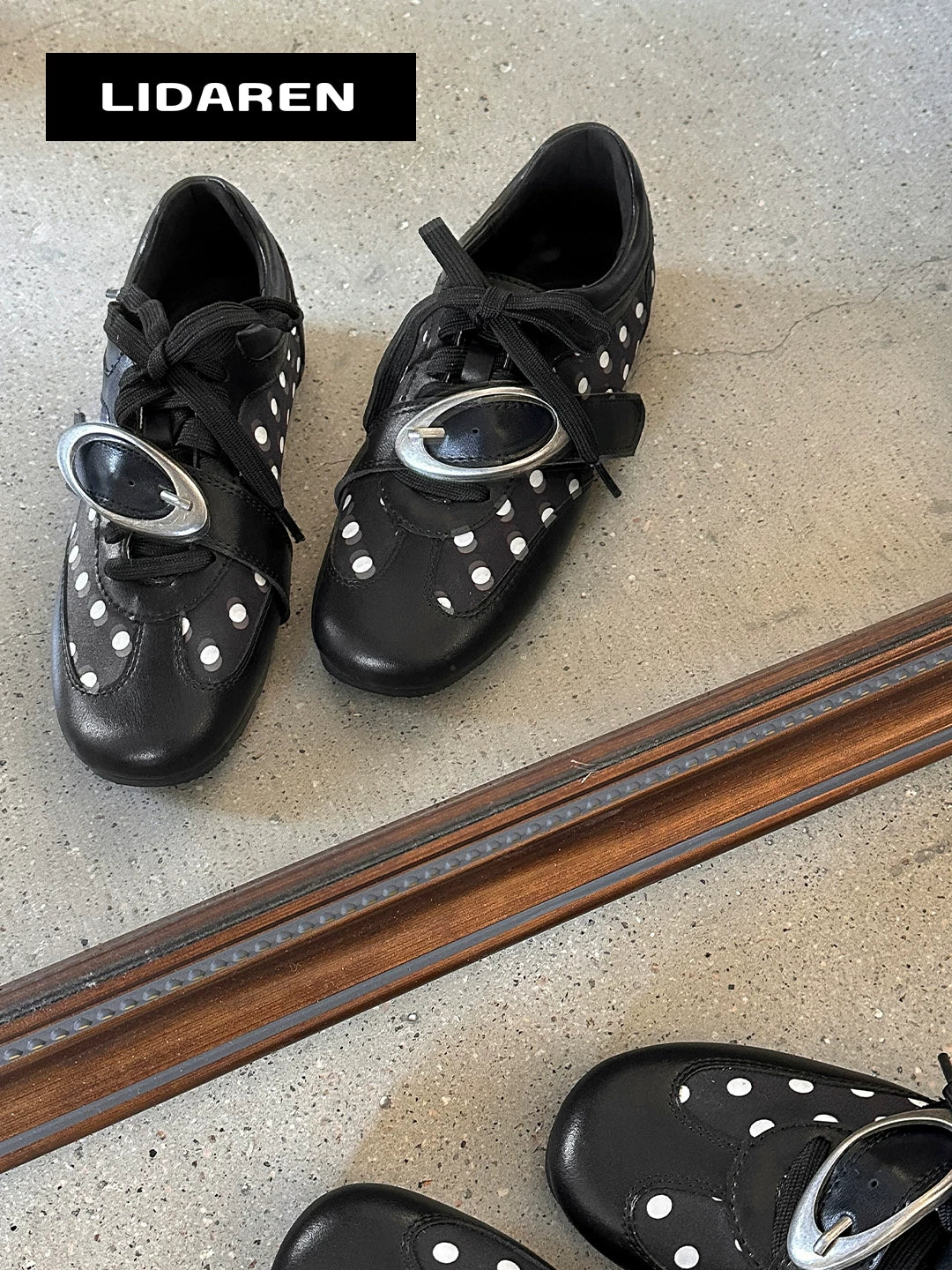 Lidaren Produced Polka Dot Leather Mary Jane Sneaker