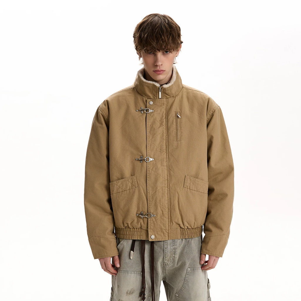 A PUEE Retro Stand-up Collar Short Versatile Jacket
