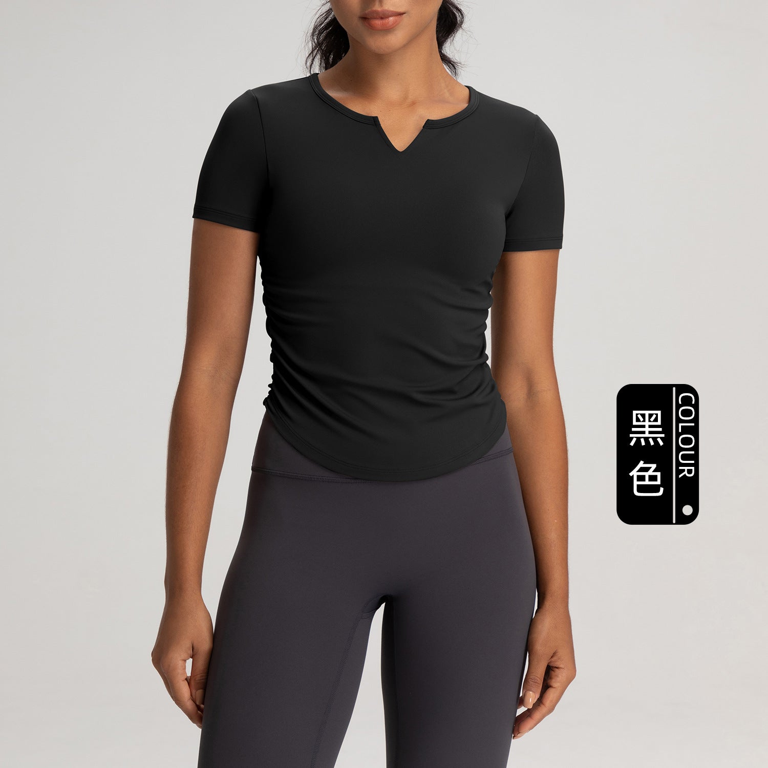 Athena Lulu Slim Fit V-Neck Pleated Fitness Sports Yoga Suit
