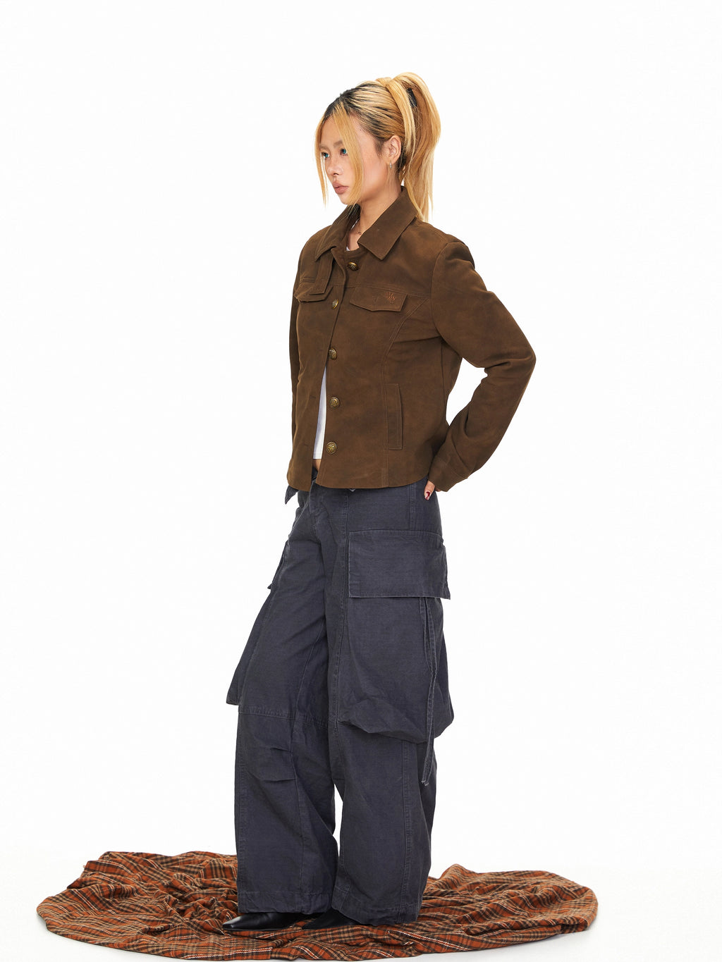 Mershier Suede Embroidered Lapel Jacket