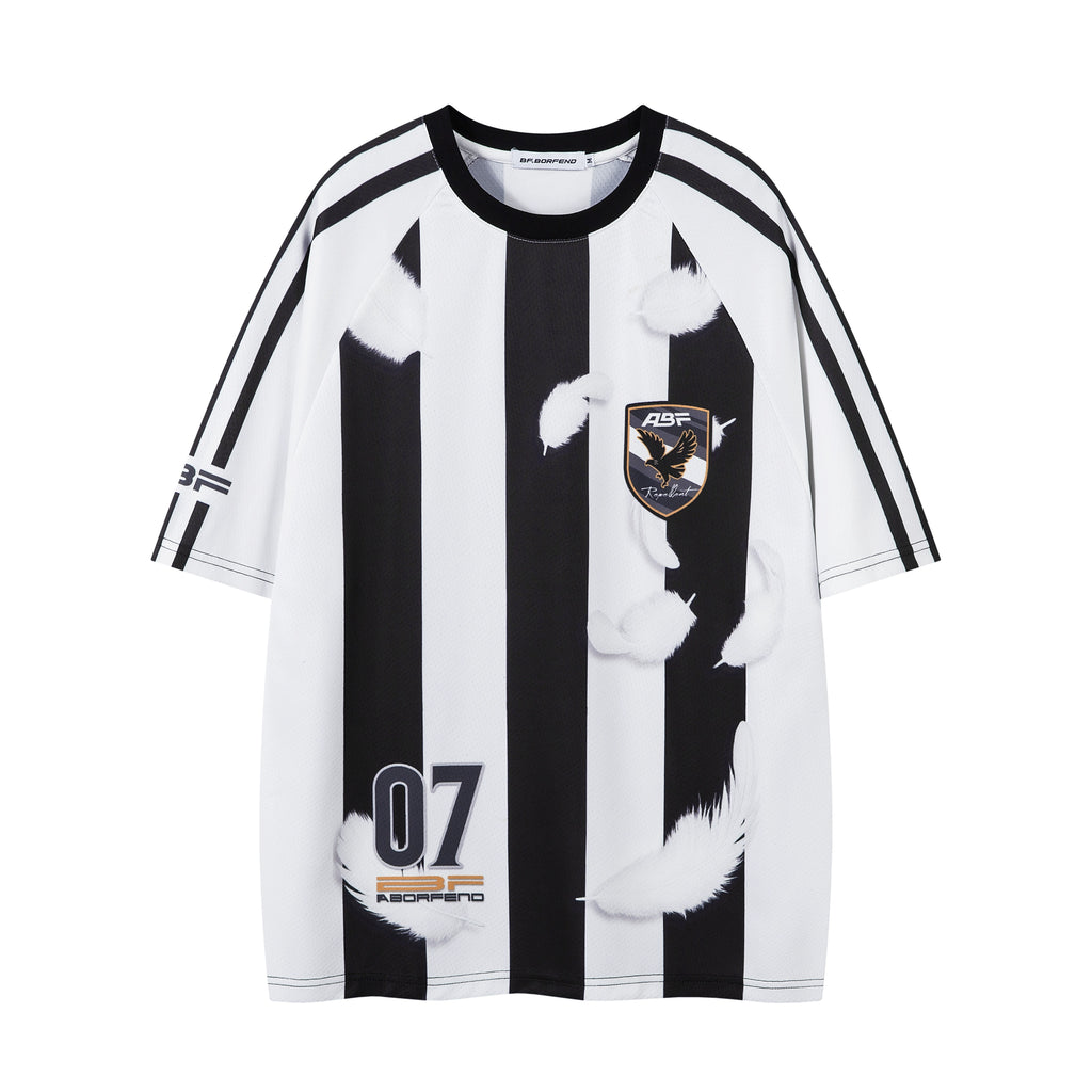 BeOurRule Direct Injection Printing Striped Loose Tee
