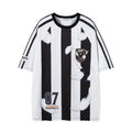 BeOurRule Direct Injection Printing Striped Loose Tee