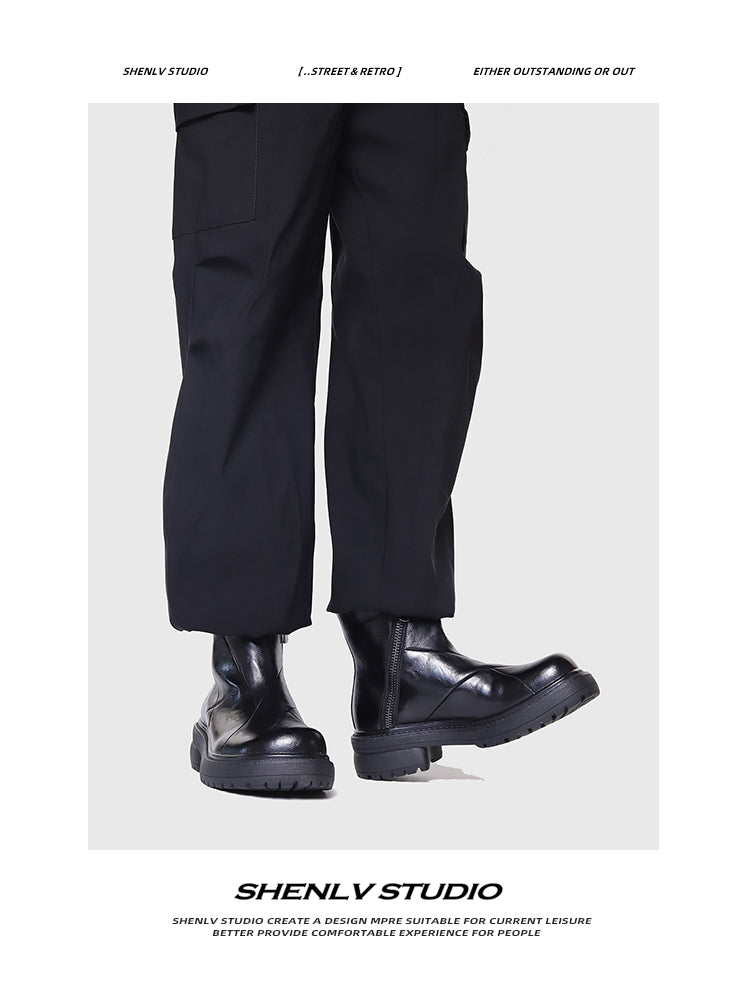 SHENLV STUDIO Height-increasing Thick-soled Upturned Martin Boots Leather Shoes