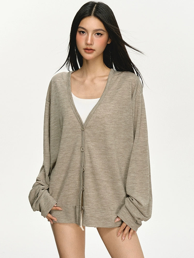 Anna Aneae Loose Thin V-neck Sunscreen Cardigan