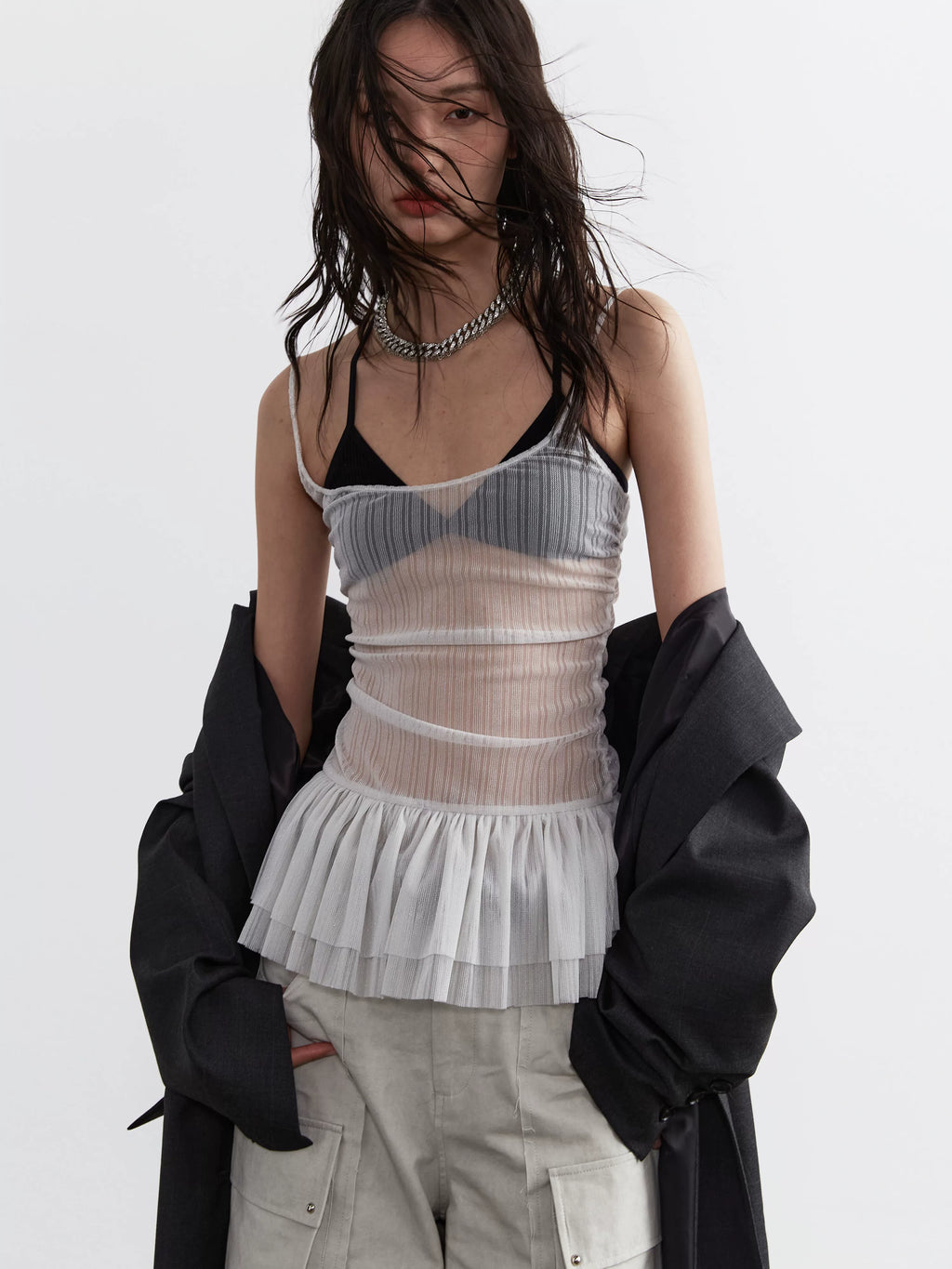JNYLON Ruffled Versatile Short Stretch Strap